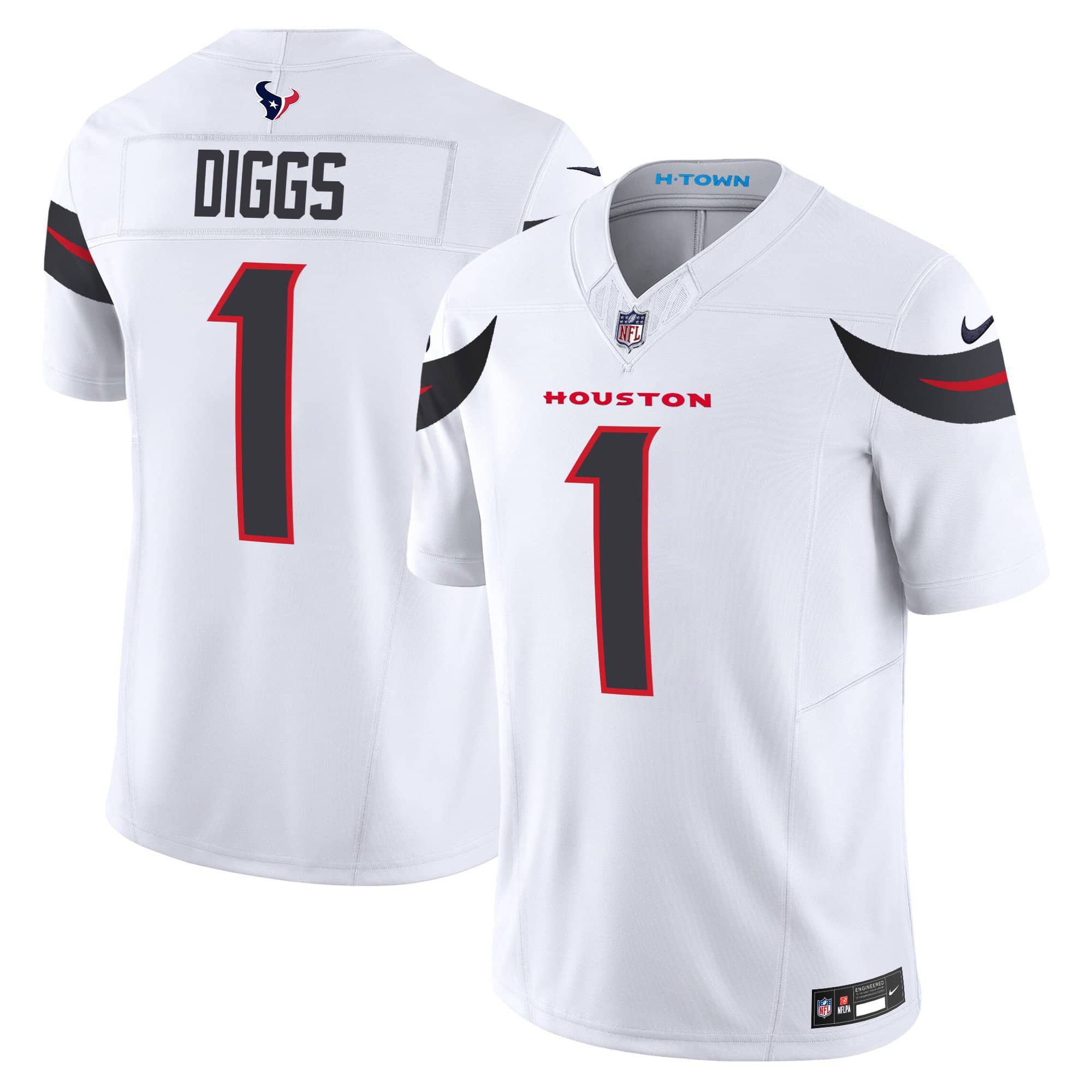 Men Houston Texans 1 Diggs White 2024 Nike Vapor Limited NFL Jersey
